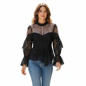 Self-Portrait Lace Handkerchief Top in Black NWOT- Size XS
